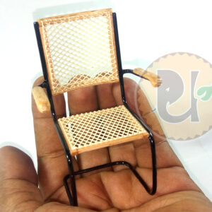 Miniature Wire Steel Chair with Wooden Handle